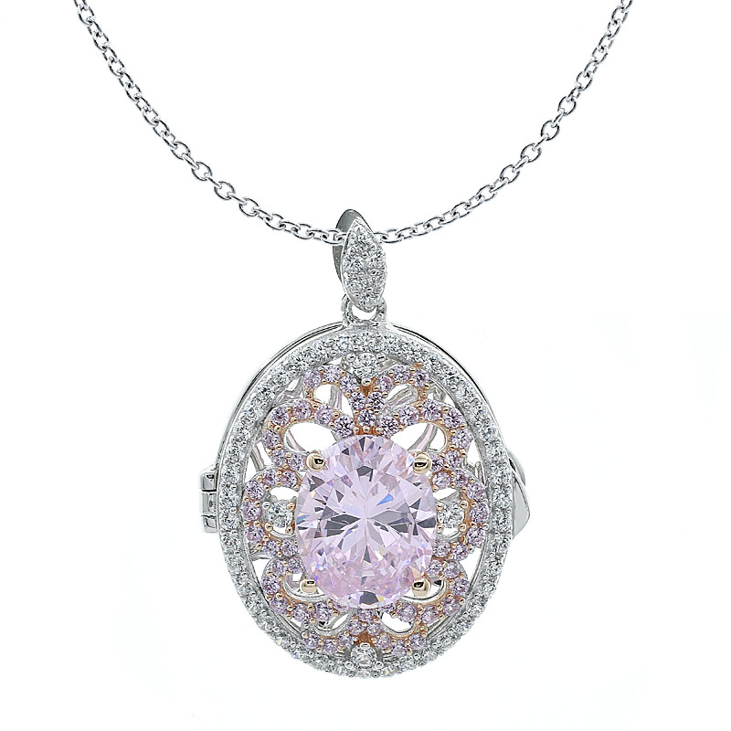 Diamond Pink CZ Locket Jewelry Women Pendant