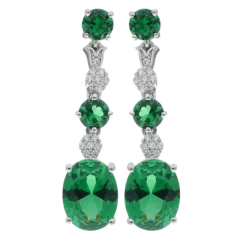 Women Green Nano Dangle Jewelry Earrings