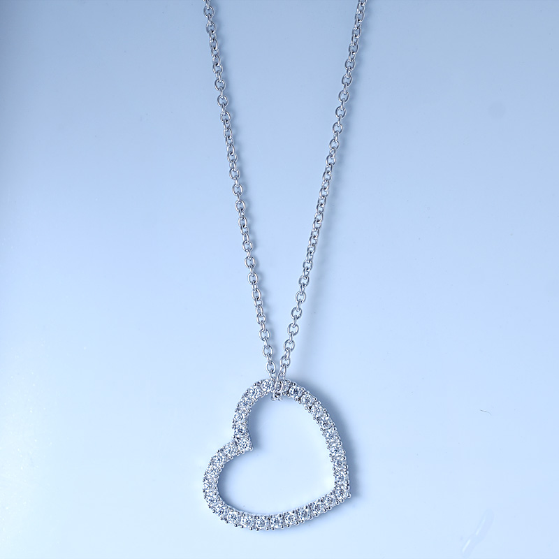 Open Heart Shape Silver Necklace