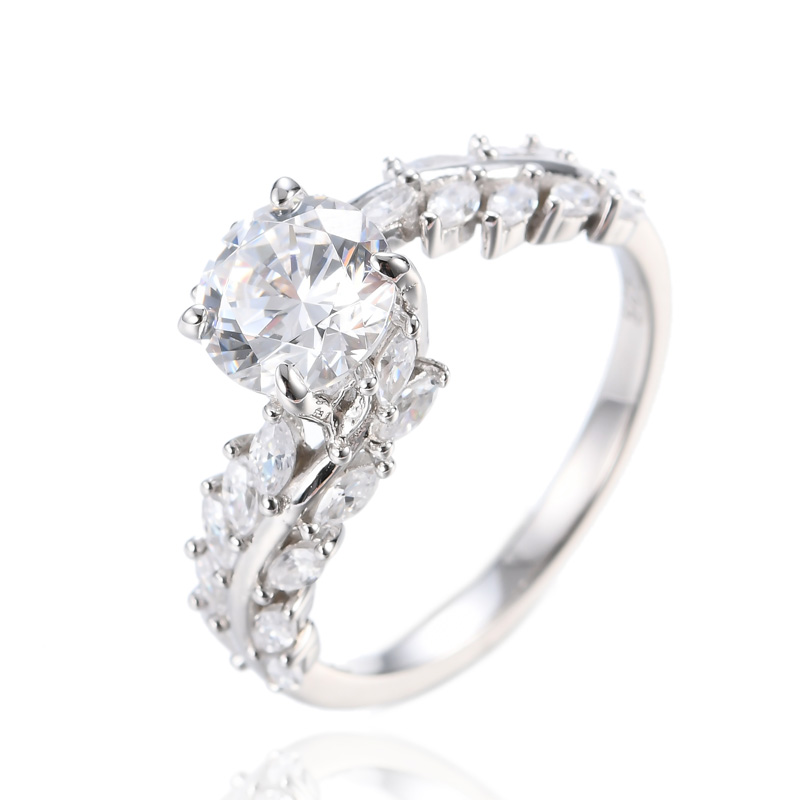 wholesale silver simulated round cz ring