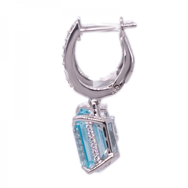 925 Sterling Silver Jewelry Set with brilliant Aqua CZ 