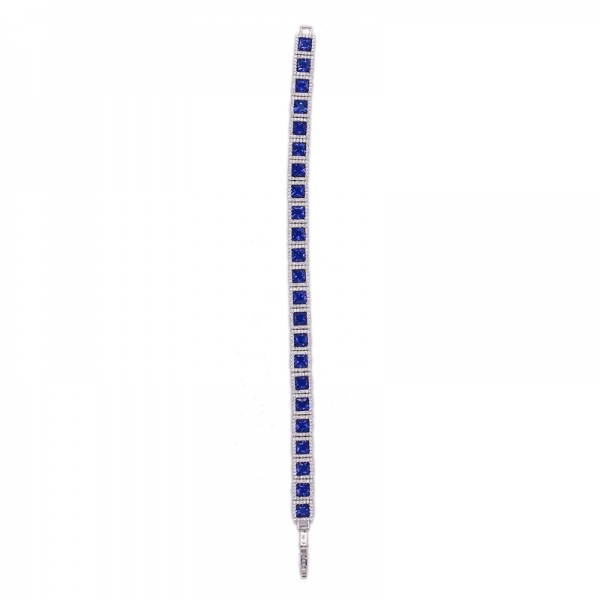 Suqare Blue Nano Sterling Silver Rhodium Bracelet 