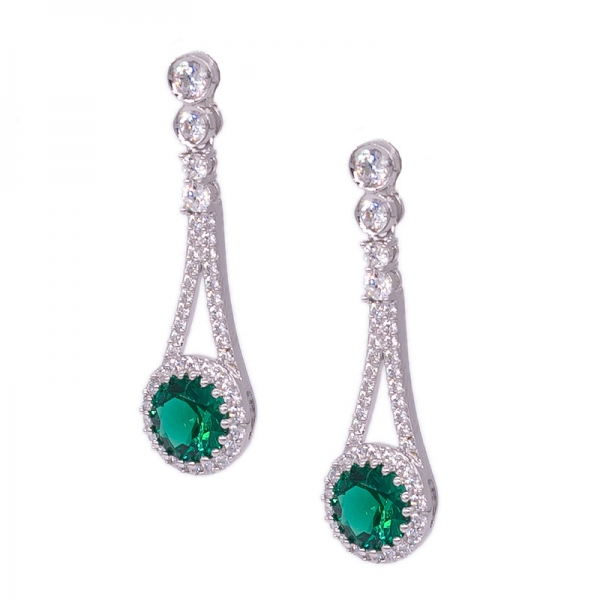 Popular Ladies Silver Earrings Set with Green Nano 