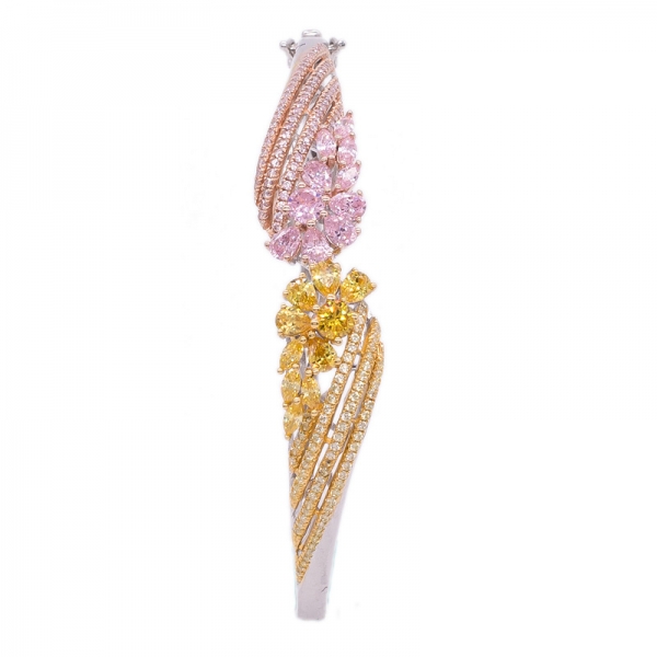 Yellow and Pink CZ Bangle jewelry in 925 Sterling Silver 