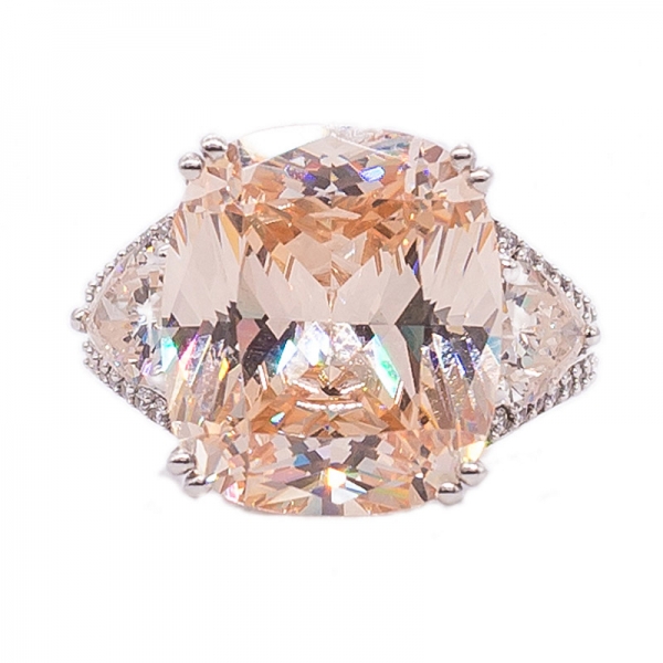925 Silver Morganite Peach Baguette Ring Jewelry 