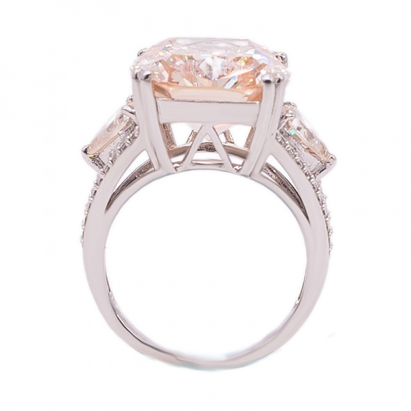 925 Silver Morganite Peach Baguette Ring Jewelry 