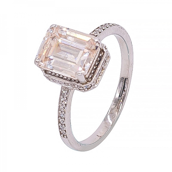Beautiful Silver Morganite Peach Ring For Women 