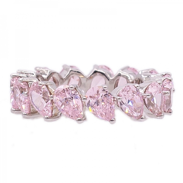 Shimmering 925 Diamond Pink Pear Shape Ring 