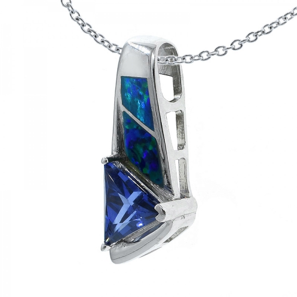 925 Sterling Silver Opal Pendant Jewelry 