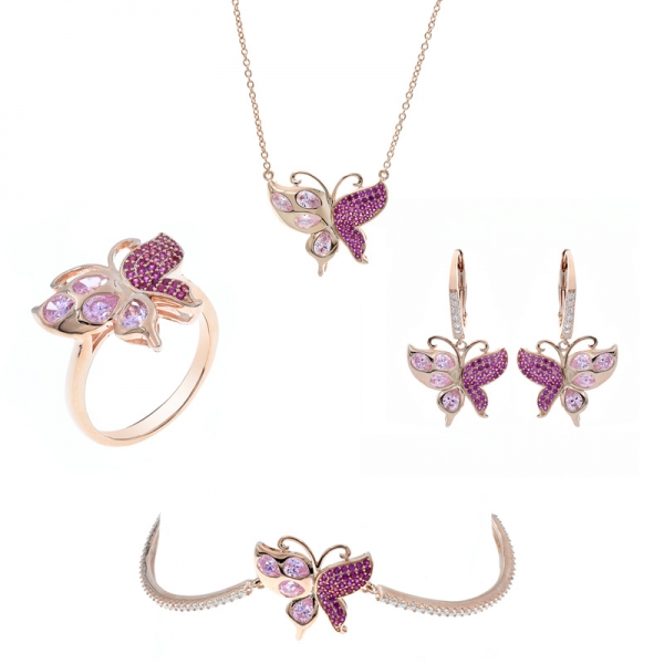 Exquisite 925 Silver Butterfly Jewelry Set 