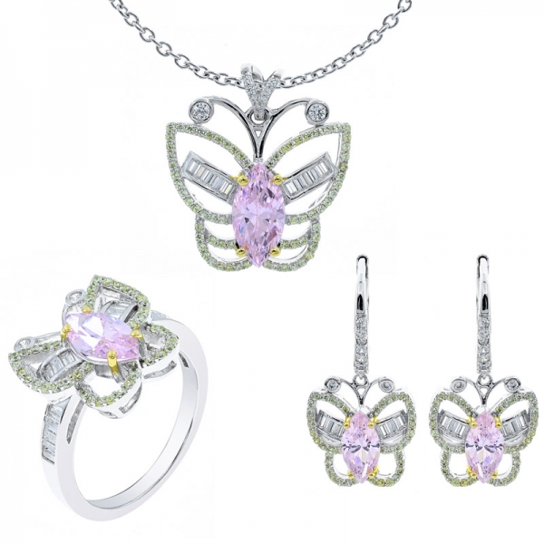 Wonderful Butterfly Silver Ladies Jewelry Set 