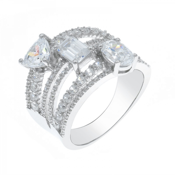 Fashionable 925 Multi Lines Silver Ring 