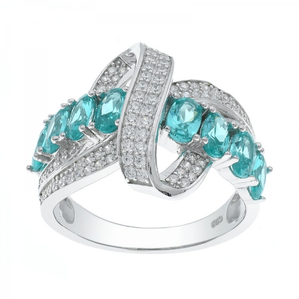 Classic Paraiba Intricate Silver Ring For Ladies 
