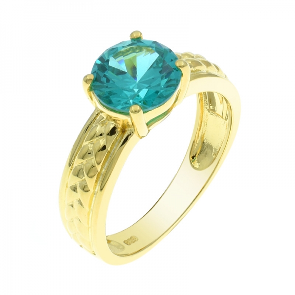 925 Gold Plated Solitaire Silver Ring 