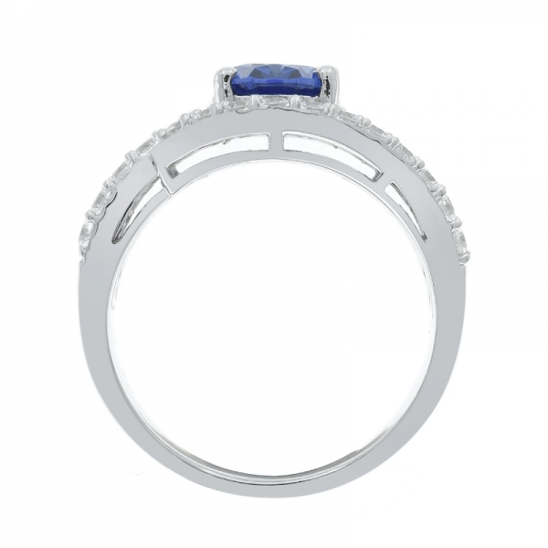 925 Fashionable Crossover Tanzanite CZ Ring 