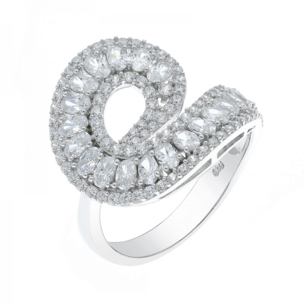 925 Elegant White CZ Twist ring 
