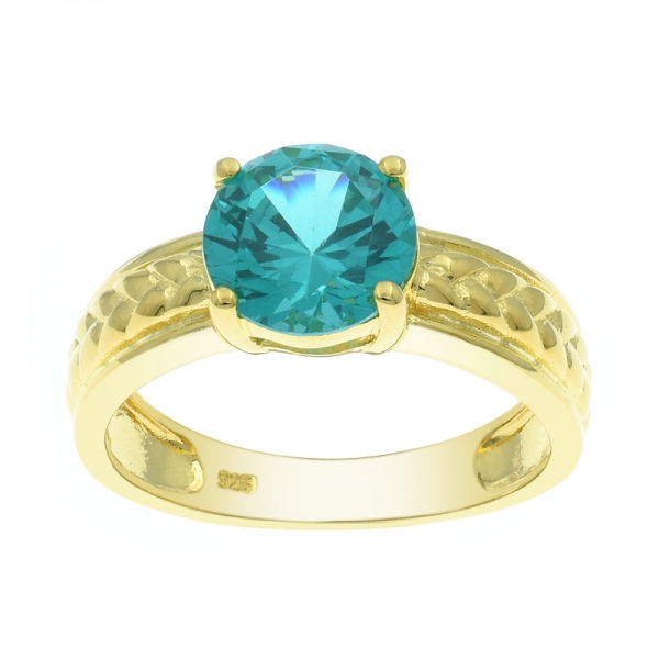 925 Gold Plated Solitaire Silver Ring 