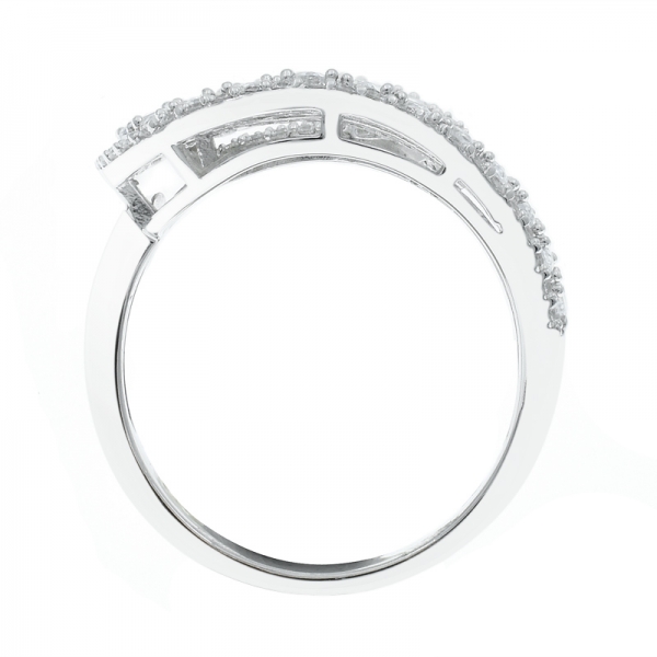 925 Individual Twist White CZ Silver Ring 