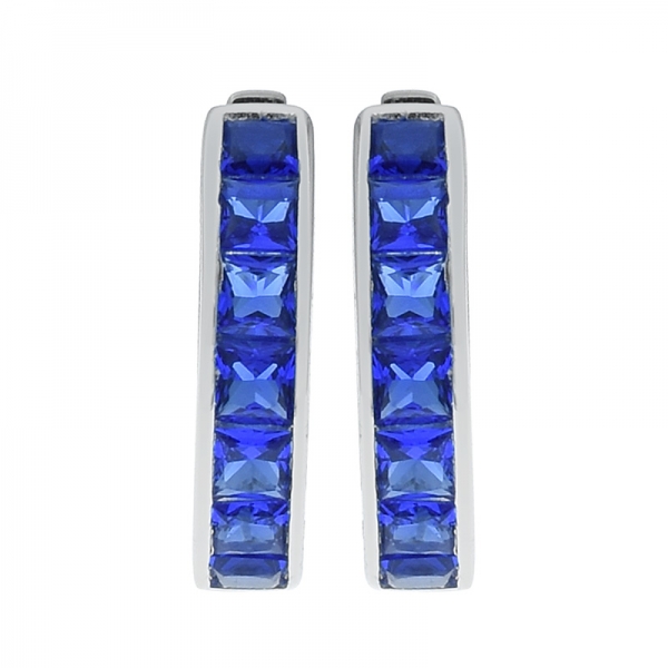 925 Silver Winsome Blue Nano Hoop Earrings 