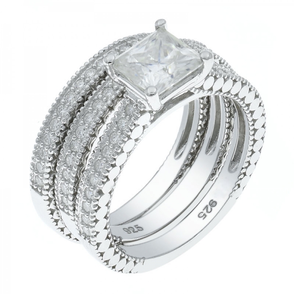 925 Silver Detachable White CZ Ring 