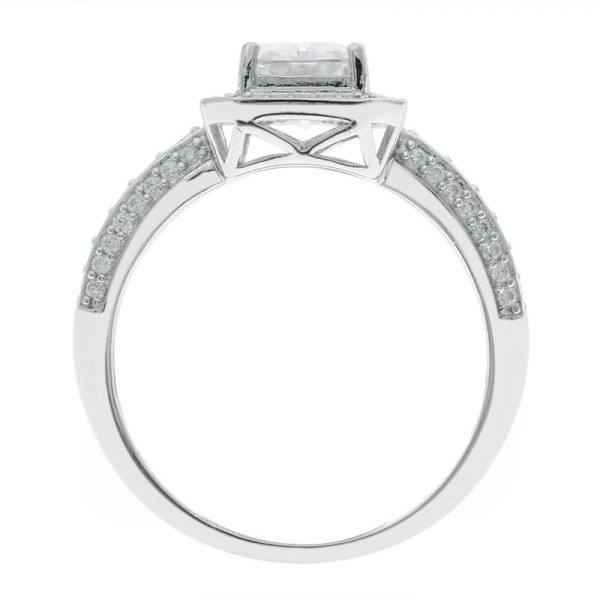 925 Sterling Silver Stylish Baguette Halo Ring 
