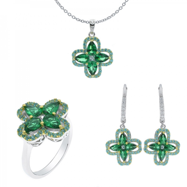 925 Sterling Silver Lavish Four Leaf Clover Jewelry Set 