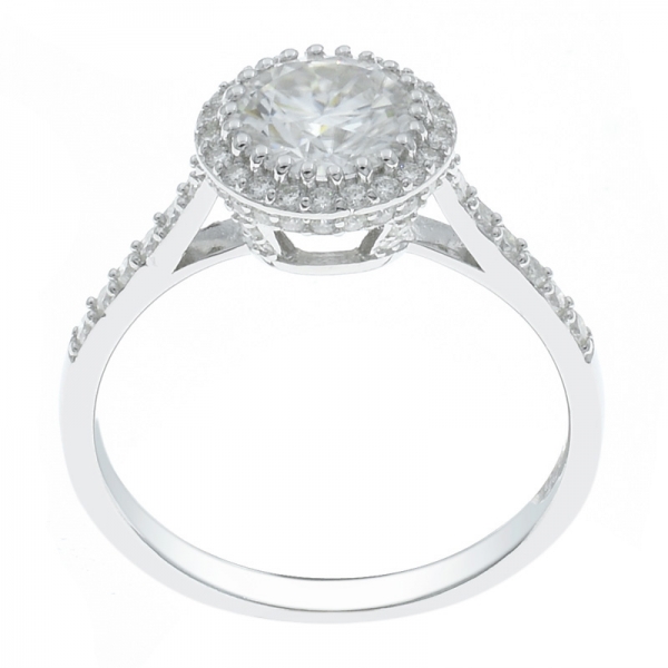 Fashionable 925 Silver Solitaire Halo Ladies Ring 