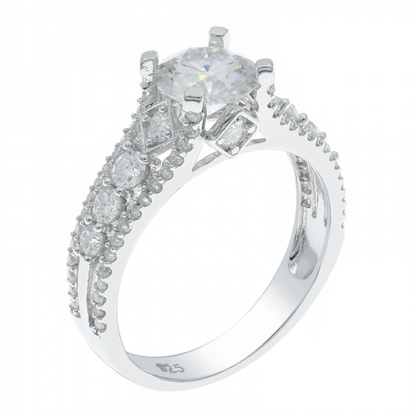 Fascinating 925 Silver Rhodium Plated White CZ Ring 