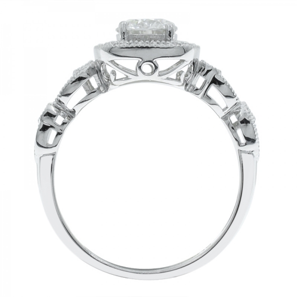 925 Sterling Silver Halo Ring With Twist Band 