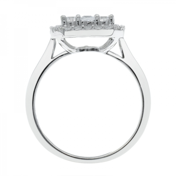 Fancy Women 925 Silver Halo Ring With White CZ 