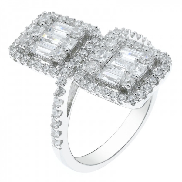 Wholesale Silver Double Square Ring For Ladies 