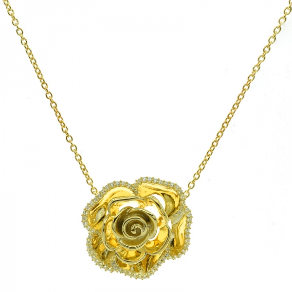 Wholesale 925 Silver Gold Plated Rose Pendant 