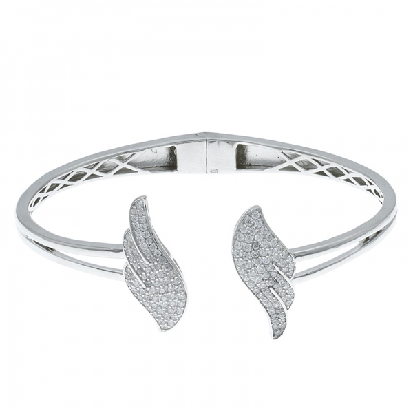 China 925 Sterling Silver Double Wing Open Bangle 