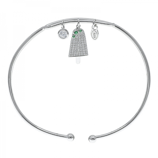 925 Sterling Silver Slender Ice Lolly Charm Bangle 