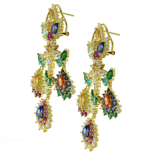 China 925 Sterling Silver Multicolor Stones Earrings 