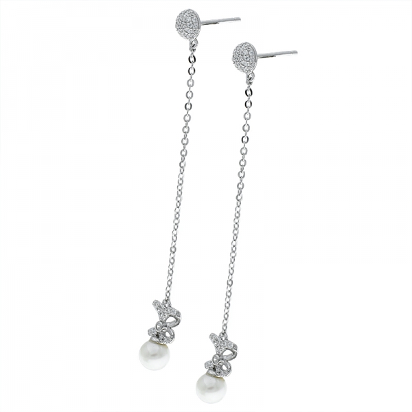 China 925 Sterling Silver Drop Pearl Jewelry Earrings 