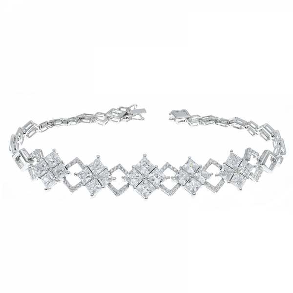 China 925 Sterling Silver Clear Stones Bracelet For Ladies 