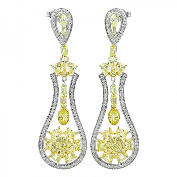 China 925 Sterling Silver Splendid Flower Cluster Drop Earrings 