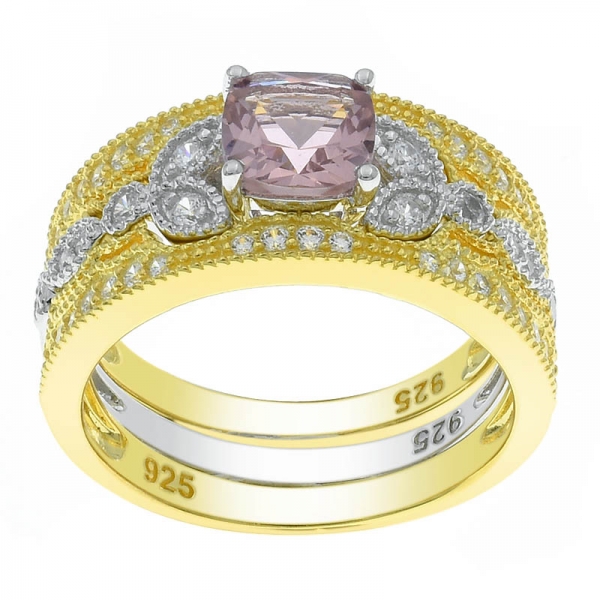 925 Silver Two Tone Plated Ring Set Jewelry With Morganite Nano 