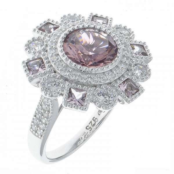 Glamour Ladies 925 Sterling Silver Flower Ring Jewelry 