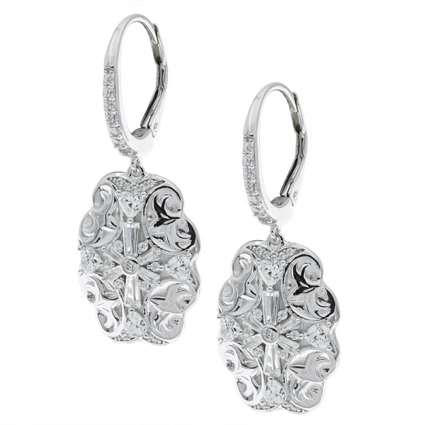 Fancy Handcrafted 925 Earrings Jewelry With White CZ 