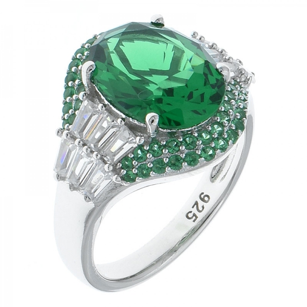 Fancy Handcrafted 925 Sterling Silver Ring With Green Nano 