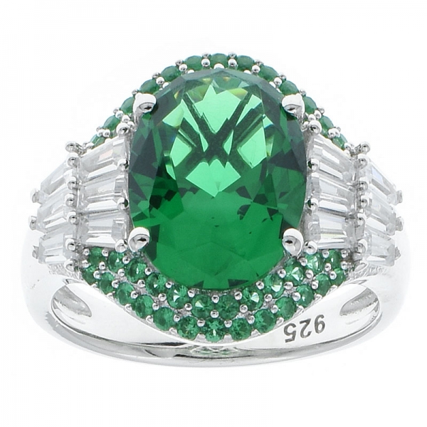 Fancy Handcrafted 925 Sterling Silver Ring With Green Nano 