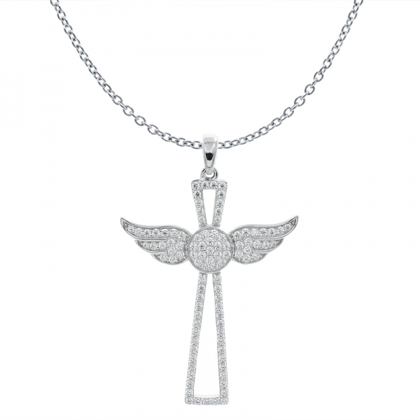 925 Silver Wing Cross Angel Pendant For Ladies 