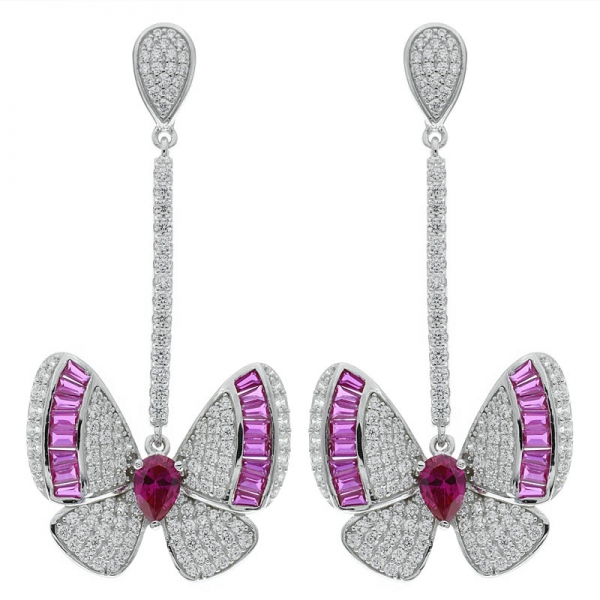 Fancy 925 Sterling Silver Butterfly Drop Jewelry Earrings 