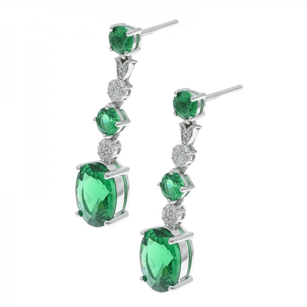 925 Sterling Silver Green Nano Dangle Jewelry Earrings 