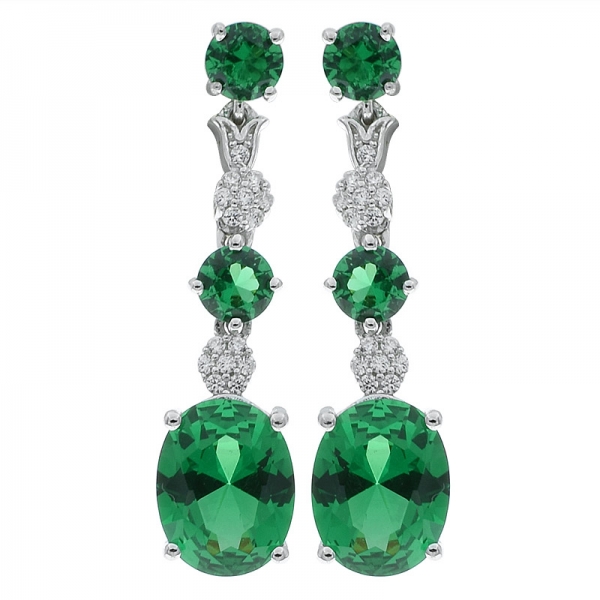 925 Sterling Silver Green Nano Dangle Jewelry Earrings 