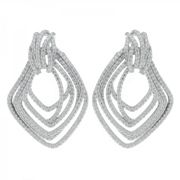 925 Sterling Silver Multi Lines Jewelry Earrings For Ladies 