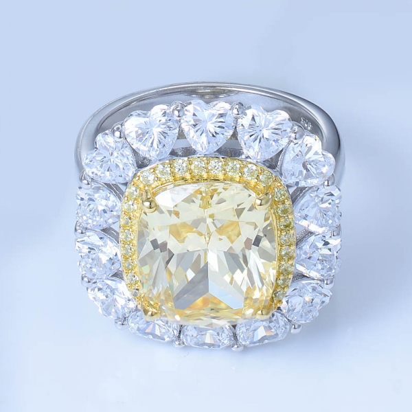 925 Sterling Silver Sun Flower Jewelry Ring With Diamond Yellow CZ 