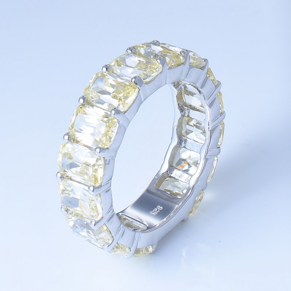 925 Sterling Silver Eternity Jewelry Ring With Diamond Yellow CZ 